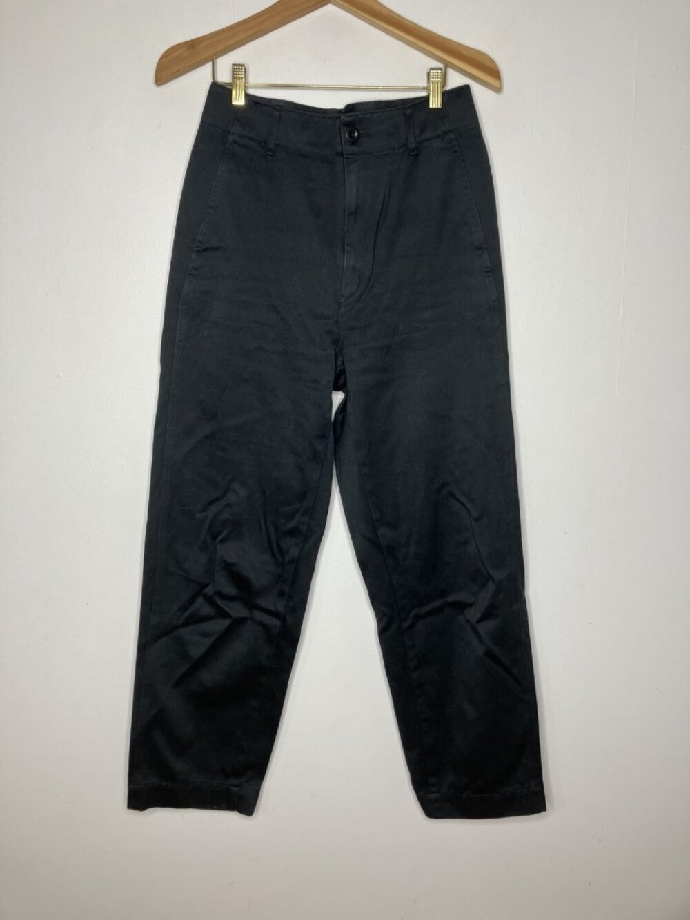 UNIQLO U Women's Black 100% Cotton Chino Slacks Pants Size 6 High Rise Tapered